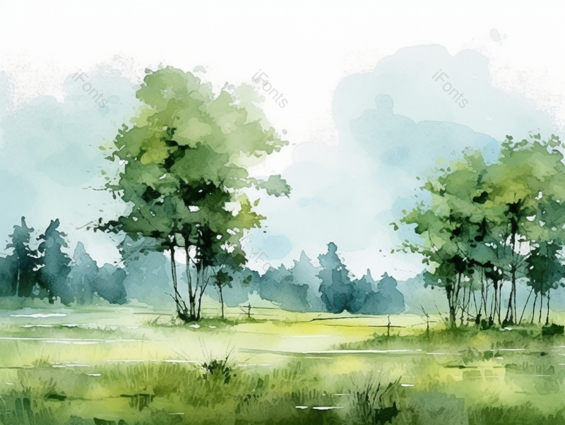 手绘户外森林树木绿色背景,插画/手绘图,插画/手绘图库,插画/手绘图下载,插画/手绘